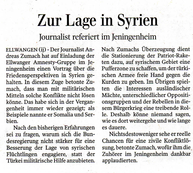 Vortrag zur Lage in Syrien